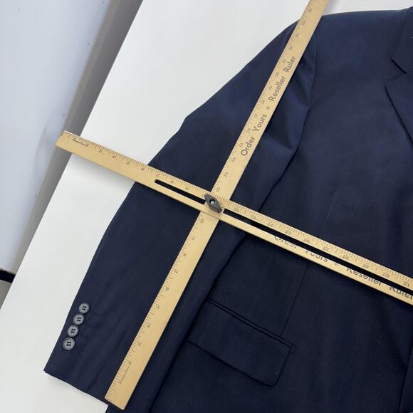 Rochas Blazer Mens 46R Navy Blue Wool Silk Blend Designer Classic Suit Jacket - Picture 7 of 9